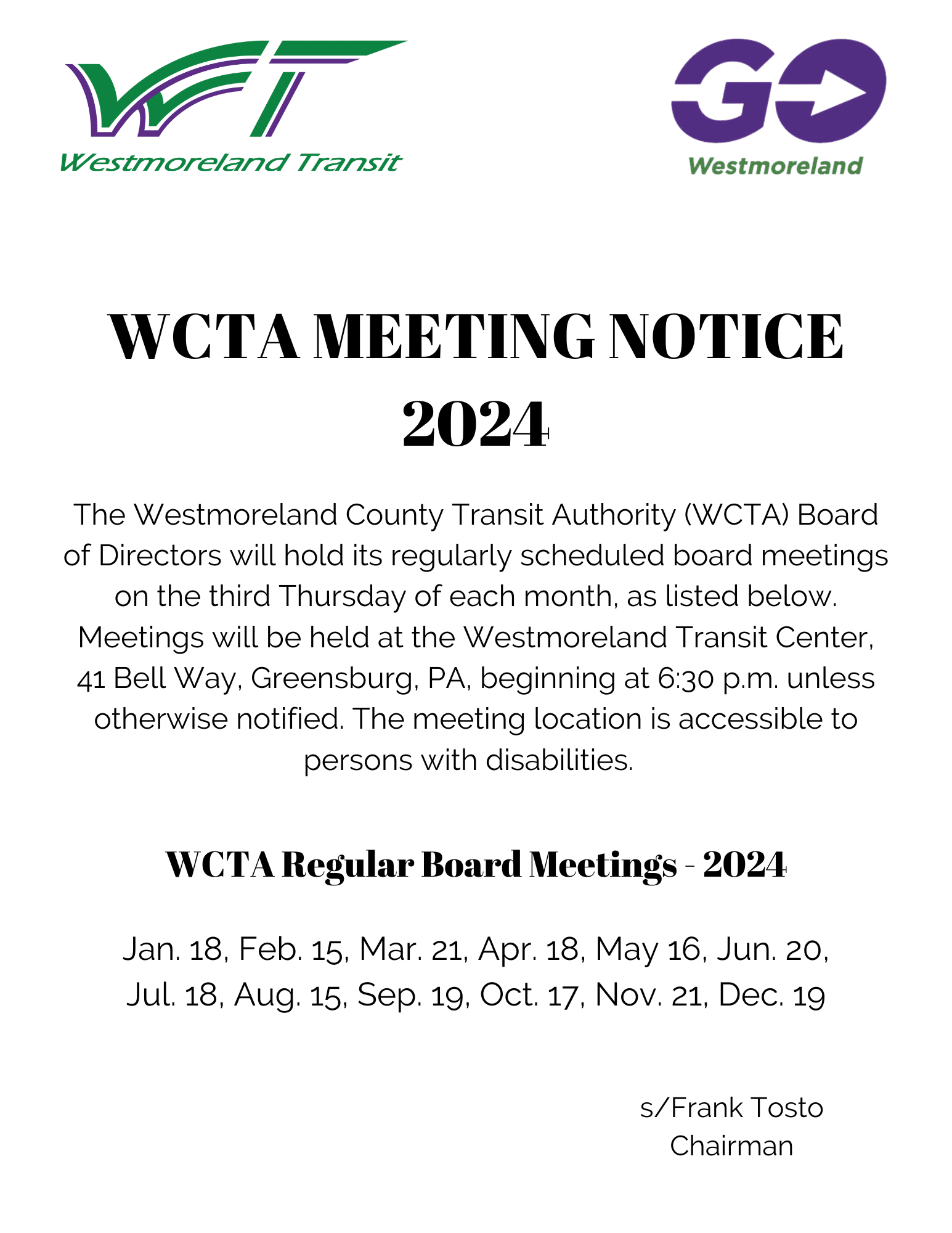 Board Members and Meetings Westmoreland Transit Authority