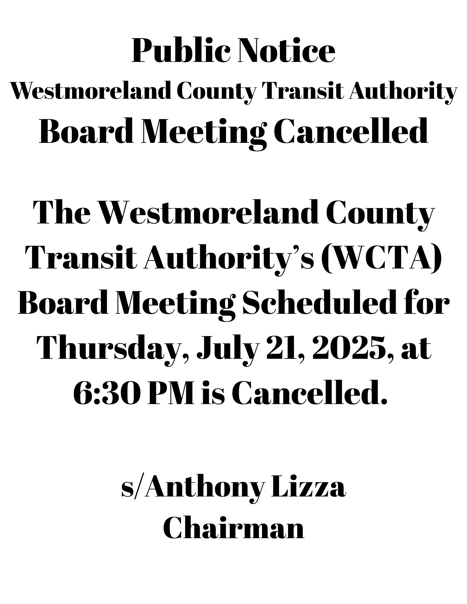 7-21-25 Board Meeting Cancelled