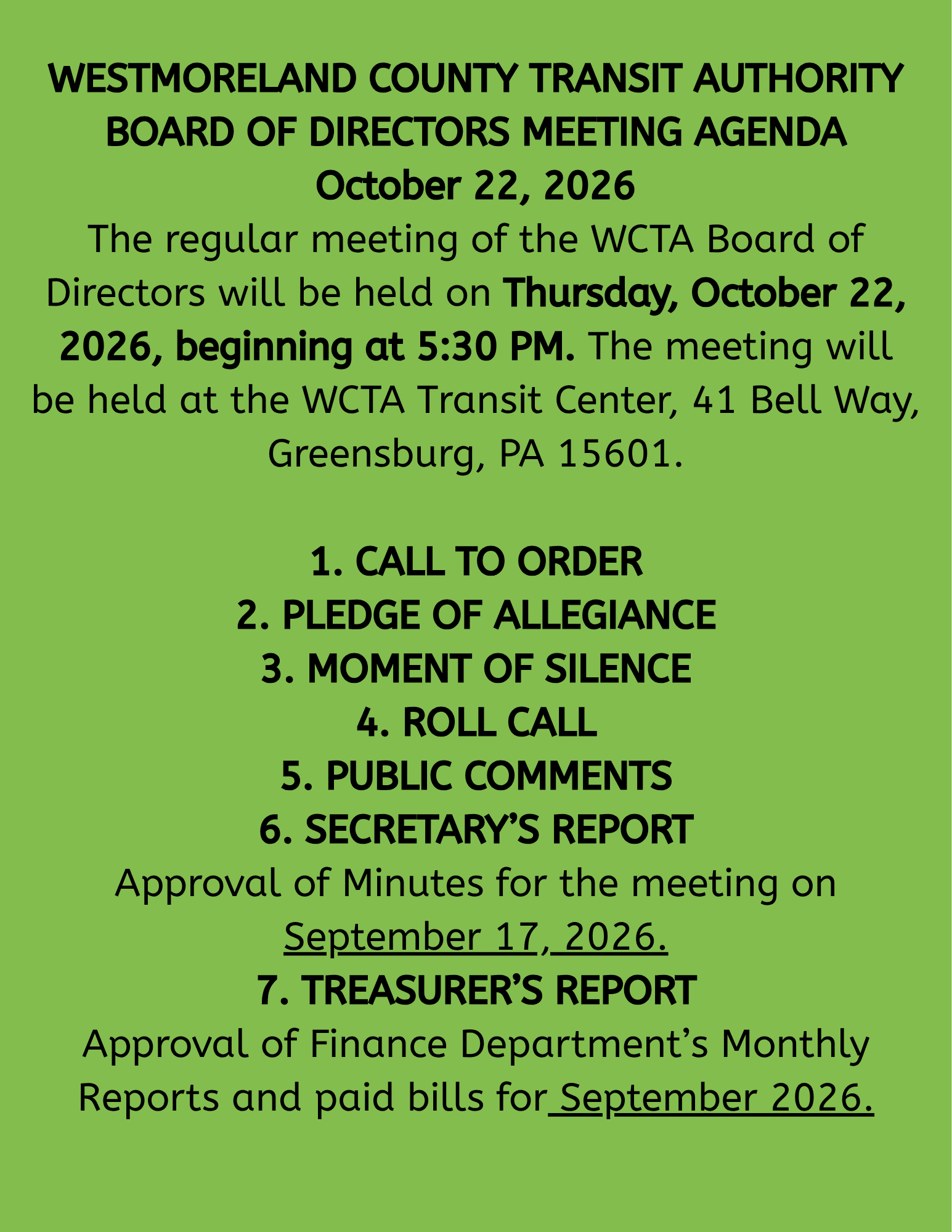 OCT BOARD MTG AGENDA (website)