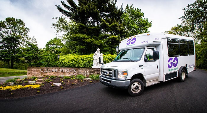 GO Westmoreland bus arriving at a pick up.