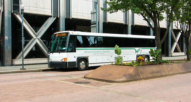 Westmoreland Transit bus on Grant Street in Pittsburgh