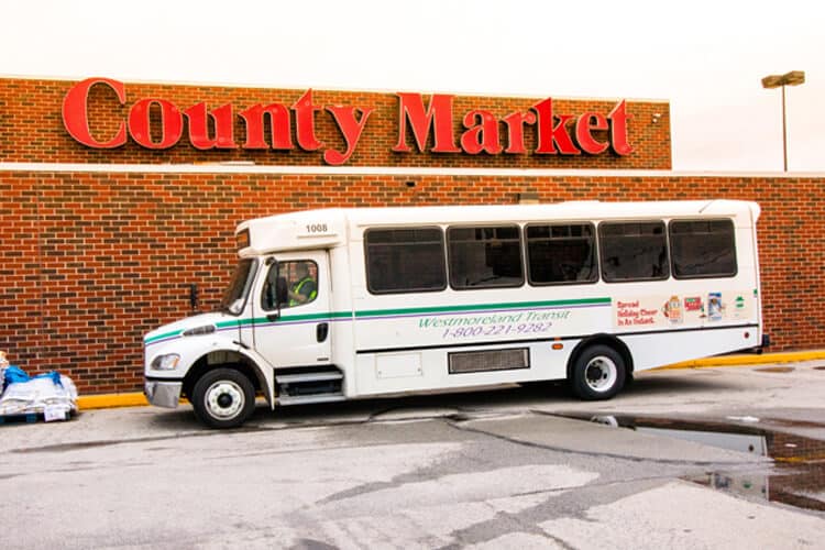 Westmoreland Transit bus stopped at County Market on route 16.