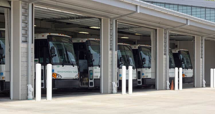 Westmoreland Transit buses at a terminal.